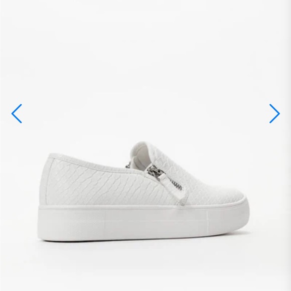 Courtney Platform Shoe Dazzle White Textured Slip-On Sneakers - Picture 4 of 8